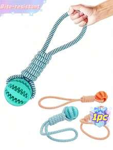 1pc Dog Braided Rope Knot Toys Ball With Handle, Chew Durable Toy Ball For Chew Training Pull Throw Toy Tug Of War Toy Dogs Fetch Toy - Multicolor - View 1