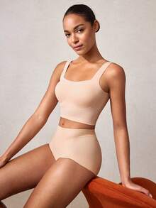 素色無痕無鋼圈內衣 - 杏色 - 查看 8