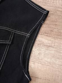 Manfinity Joysei Áo khoác nam dáng đứng, phong cách đường phố, thiết kế đường nét tinh tế, màu đen bạc. - màu đen - Xem 5