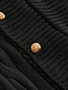 ROMWE Avant Women's Y2K Harajuku Gyaru Metal Buckle Decor Knit Cardigan - Black - View 4