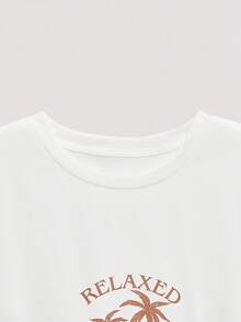 Open Phase 男士热带字母印花图案休闲夏季无袖背心 - 白色 - 查看 4