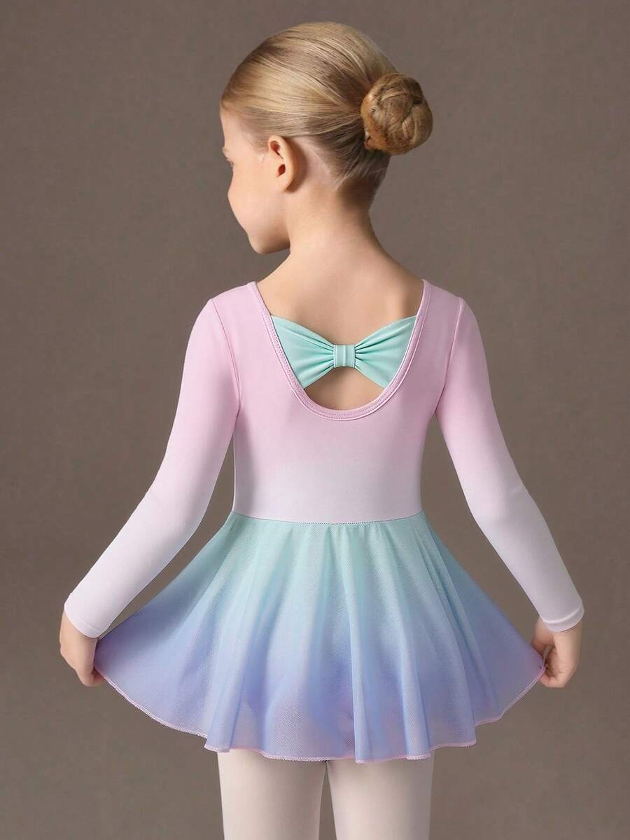 SHEIN Young Girls Clothes Ballet Leotard Light Pink,Autumn, Cute, Christmas, Back To School