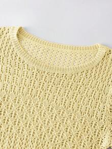 Breezaya 2026春夏新款欧美风性感修身腰部休闲度假日常户外女士浪漫海滩派对晚宴海边针织米色女式毛衣连衣裙，镂空慵懒舒适 - 奶油色 - 查看 9