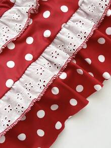 Flirla Sommer Casual Urlaub Damen Rot Polka Punkt Kirsche Dekor Sexy Süß Minimalistisch Sexy Mini Rock Shorts, geeignet für Strand, Urlaub, Lässig Party - Rot - Übersicht 5