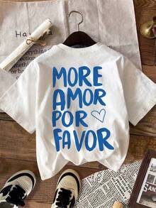 DrmWander Women's T-Shirt, Casual Street Style Graphic Short Sleeve T-Shirt, Cute Summer Top - White - View 3