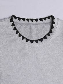 Resyla Set de 3 blusas de mujer de estilo casual para el verano, en negro/blanco/gris, con bordado de pata de gallo, ajuste ceñido, estilo deportivo, de vuelta al colegio, para el Día del Maestro, camisetas de mujer - Multicolor - Ver 8
