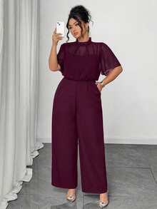 Auvina Mono de verano elegante para vacaciones y uso diario para mujeres de talla grande - Rojo violeta - Ver 7