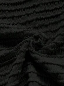 Soleia Đầm mini hở lưng cổ yếm màu đỏ sọc dệt kim mới cho kỳ nghỉ - màu đen - Xem 6