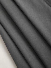 Calvaya Rok A-Line Elegan Ukuran Plus, Modis, Mewah, untuk Komuter, dengan Hiasan Gesper Logam dan Lipatan. - Dark Grey - View 5