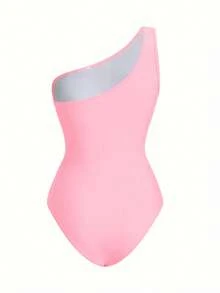 Swim Oasis One-Piece Swimsuit With Solid Color Ruched Mesh Panel And Sarong Skirt - Coffee - View 3