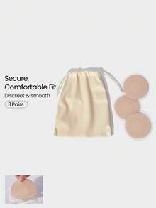 GLOWMODE 3 Pack Smooth Finish Reusable Adhesive Nipple Covers Pasties Daily Casual Wear - Apricot - View 1