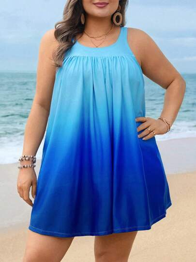 Swim Lushoire Plus Size Women 2pcs Printed Loose Slimming Tummy Concealing Backless Bikini Set