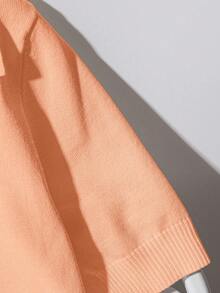 Franclia 新款夏季柔软韩版休闲通勤百搭Polo领针织女式上衣 - 橘色 - 查看 3