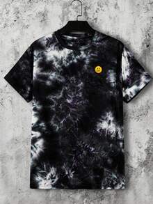 GENTILAND Men Tie Dye Cartoon Face Print Short Sleeve Tee, For Going Out, For Friends - Multicolor - View 1