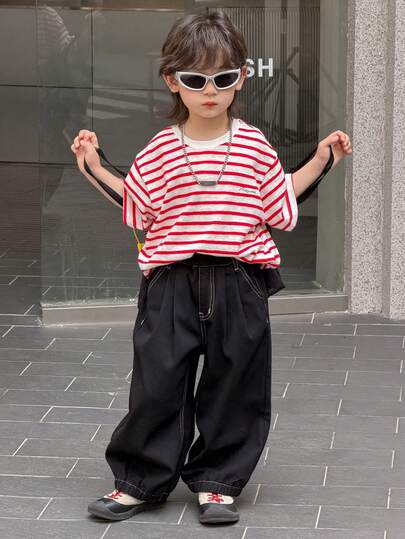 DAZY Jeans rectos y entallados con contraste de color acolchado para niño