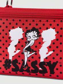 Betty Boop | ROMWE Betty Boop | Bolsa de almacenamiento portátil de gran capacidad con lazo de ROMWE, bolsa de cosméticos portátil para viajes - Rojo - Ver 5