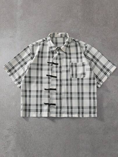 STYNVO Camisa a cuadros con cuello abotonado para hombre