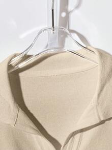 Franclia 新款夏季柔软韩版休闲办公风 Polo 领针织女式上衣 - 米色 - 查看 4