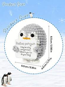 POKOJA LAND 1 Hand-Crocheted Desktop Decorative Ornament Fun And Adorable Animal/Plant Sci-Fi Designs Birthday Gift Card Mother's Day/Father's Day Gift For Dad Present For Colleagues, Family, Mom, Women, Men, Her, Him, Sisters, Best Friends Hand-Knitted Positive Emotions Knitting & Crocheting Gratitude, Inspiration, Encouragement Creative Graduation & Holiday Gifts Party Favors, Small Gifts, Souvenirs - Gray Penguin P Card - View 6