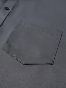 Manfinity Mode Camisa de manga larga de unicolor versátil y casual para hombres, formal, ceremonia - Gris Oscuro - Ver 7