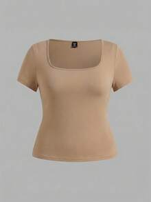 SHEIN EZwear 3件装加大码女式纯色短袖露脐休闲修身T恤，适合夏季基础款上衣，女式基础款T恤，3件装上衣，女式短袖上衣，基础款上衣 - 彩色 - 查看 5