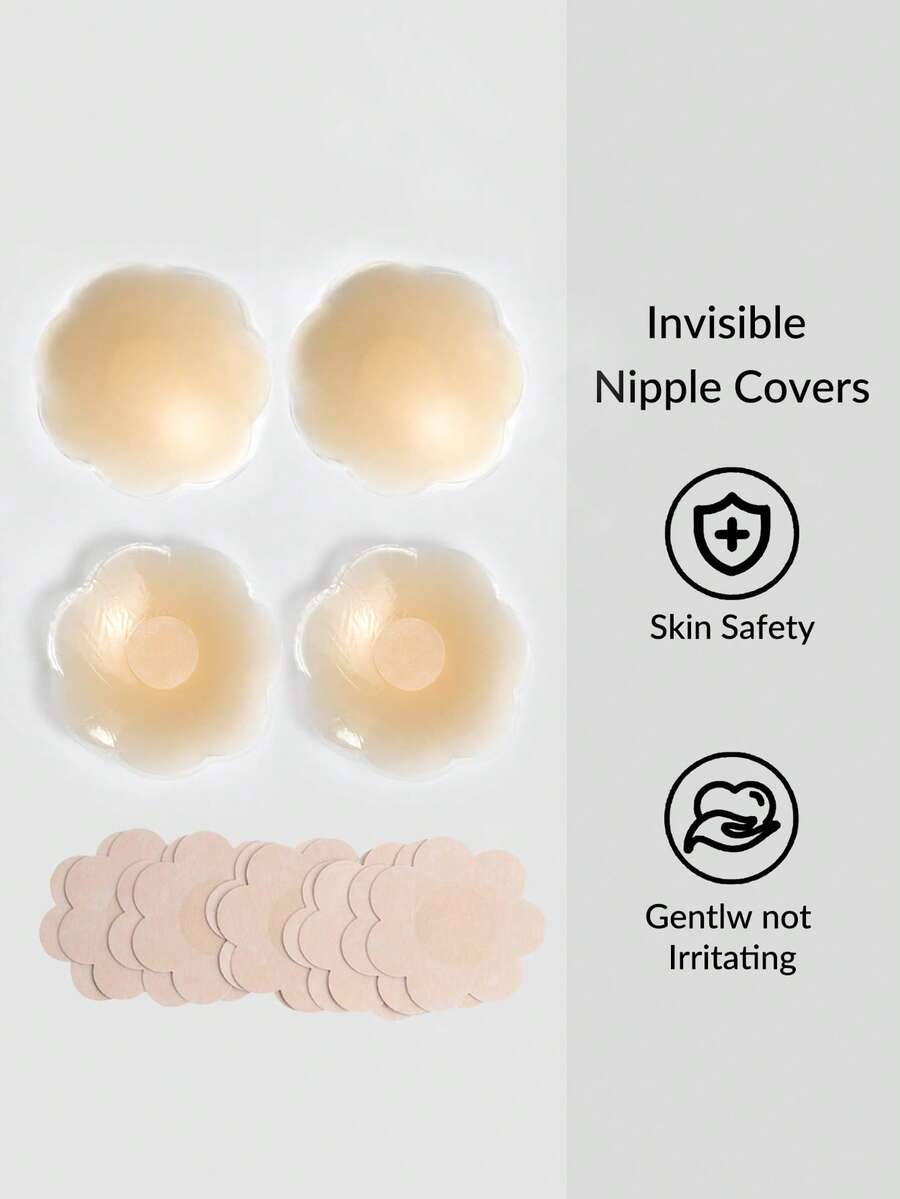 SHAPORA 1套+5片A18硅胶无纺布乳房花瓣 - 棕色 - 查看 1