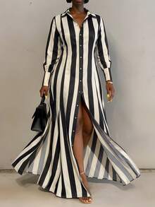 BamGlimmer 春季情人节新年假期新款条纹女装连衣裙，时尚活泼的度假休闲风格，适合旅行、日常穿着、返校季、派对场合。 - 彩色 - 查看 1