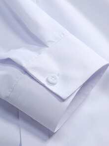 Manfinity Mode Camisa de manga larga de unicolor versátil y casual para hombres, para ir al trabajo, formal, para ceremonias - Blanco - Ver 5