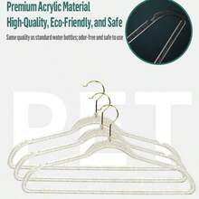 10 Móc Treo Quần Áo Acrylic Lấp Lánh, Móc Treo Chống Trượt Trong Suốt Với Móc Vàng Dùng Để Sắp Xếp Tủ Quần Áo - Vàng - Xem 5