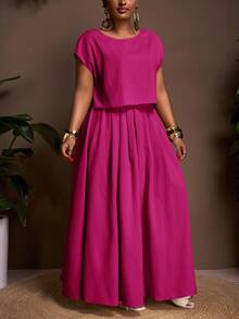 Veslaya 秋冬新品/女士秋季服装/万圣节/秋季/冬季女士服装/大码秋季服装/复活节/西部风/海滩风/波西米亚风/波西米亚风女装/女士节日服装/锐舞派对/复活节女装/老钱风女装/乡村音乐会服装/外出服装/仙女风/节日服装/机场 - 玫紅色 - 查看 4