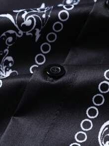 STYNVO Men's Graphic Print Button Front Casual Short Sleeve Shirt - Black - View 4