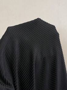 Elaquor Plus Size Women Summer Casual Solid Color Short Sleeve Top Spring/Summer Black Top V Neck Blouse For Elegant Women - Black - View 7