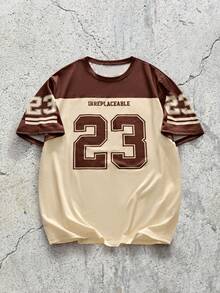 EVRINFINITE Camiseta casual de cuello redondo con bloque de color número 23 para hombres - Multicolor - Ver 1