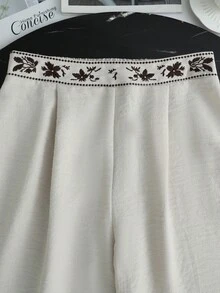 Franclia New Embroidered Cinched Waist Women's Long Pants, Spring/Summer - Multicolor - View 3
