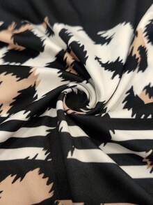 EMERY ROSE Women's Leopard & Striped Pattern Round Neck Casual Versatile Tank Top - Multicolor - View 3