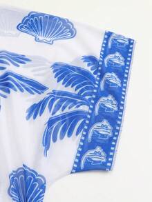 Swim Oasis Fashionable High-End Coconut Tree Placement Print Women's Summer Mesh Cover-Up - Multicolor - View 6