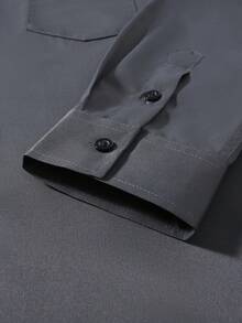 Manfinity Mode Camisa de manga larga de unicolor versátil y casual para hombres, formal, ceremonia - Gris Oscuro - Ver 6