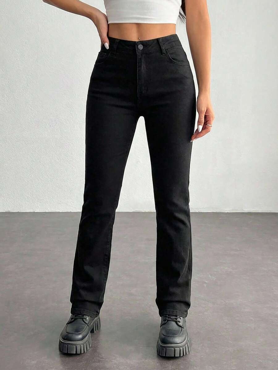 EURMUSE Solid Tapered Jeans - Grey - View 1
