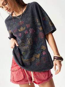 Bohemela Casual Solid Color Knit Round Neck Loose Short Sleeve T-Shirt For Women,Summer Top - Black - View 1