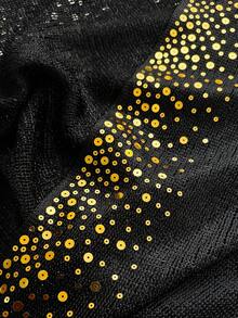 Swim SXY 新款金色亮片流苏宽袖罩衫，夏季度假和服长袍，泳衣罩衫，节日波西米亚风 - 黑色 - 查看 4