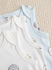 Souflis Souflis 3件套男婴可爱小熊印花浅蓝色连体衣，夏季居家及爬行服 - 淺藍色 - 查看 6