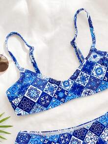 Swim Mod Women's Summer Beach Floral Print Sexy Bikini Swimsuit Set - Multicolor - View 4