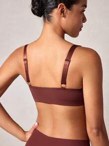 SHEIN 女士純色胸罩 - 紅木色 - 查看 2