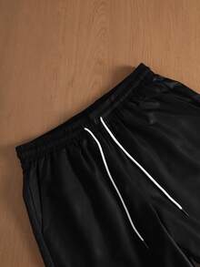 TOKVUE 男士休闲像素印花黑白短袖衬衫套装 - 紅白色 - 查看 6