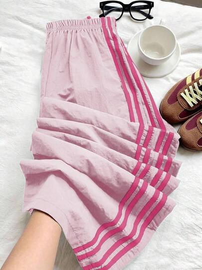 Sparklyn Young Girl Casual Colorblock Striped Loose Pants