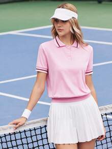 CourtClass CourtClass 女士开领短袖休闲夏季运动Polo衫网球服 女士夏季衬衫 女士Polo衫 女士网球服 女士高尔夫服 运动服 粉色Polo衫 女士高尔夫服 女士粉色学生装 - 粉色 - 查看 5