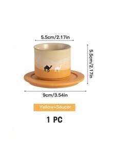 一套骆驼图案陶瓷茶杯碟，渐变色咖啡杯，80毫升浓缩咖啡杯。非常适合下午茶、家庭聚会，也适用于卧室、客厅、书房或咖啡馆等多种场所。 - 彩色 - 查看 20