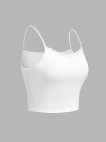 SHEIN Essnce Bộ 2 món gợi cảm dành cho nữ cỡ lớn, áo lót ren có đệm, áo hai dây màu đen trắng, phong cách lễ hội âm nhạc, Y2K. - Đen và trắng - Xem 12