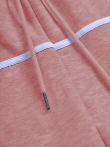 PAVTROS Men's Letter Print Drawstring Waist Shorts - Pink - View 5