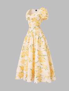 Qadelle Váy dài mùa hè thanh lịch và thời trang dành cho nữ. - Màu vàng - Xem 1